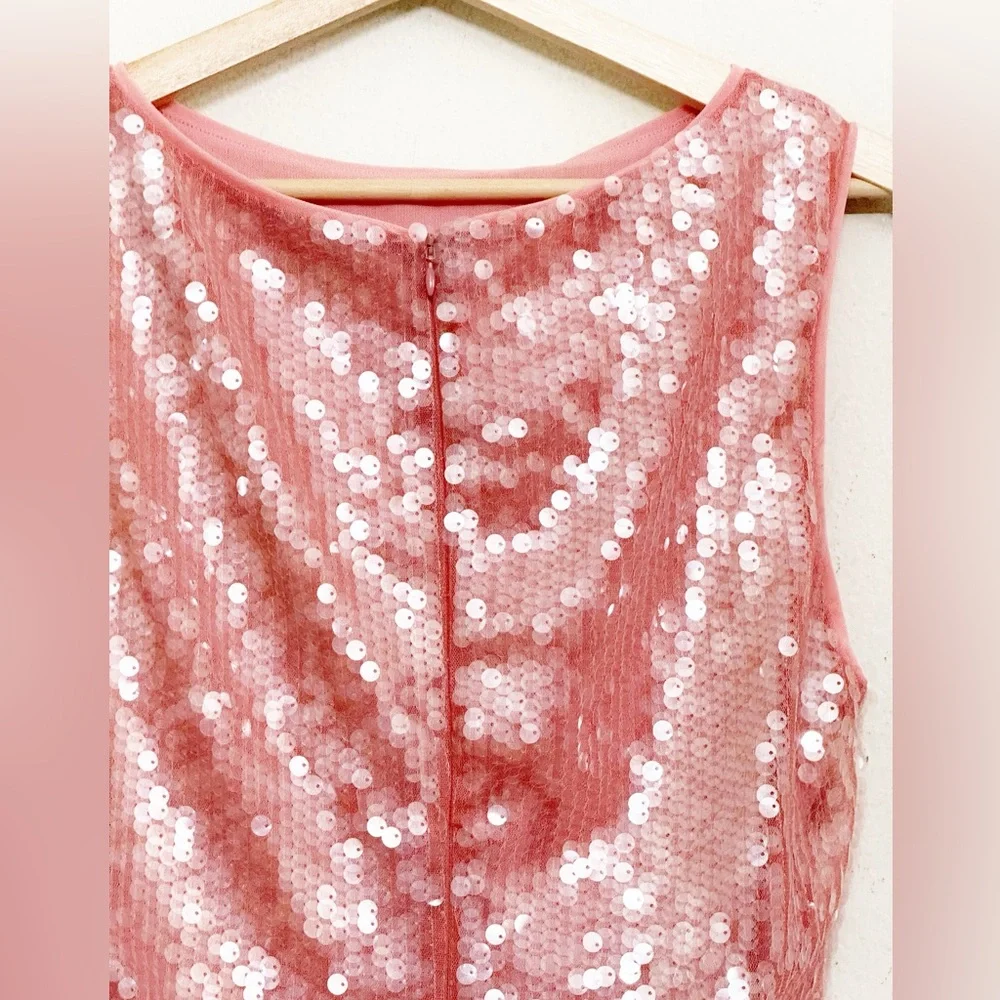NWT STAUD Eton Sequined Tulle Pink Mini Dress Sz L - Picture 10 of 16
